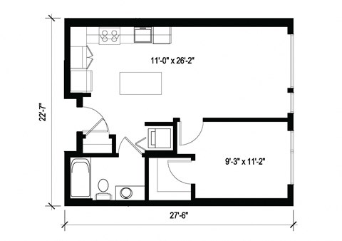Stack House Apartments in Seattle, Washington 1x1 Floor Plan